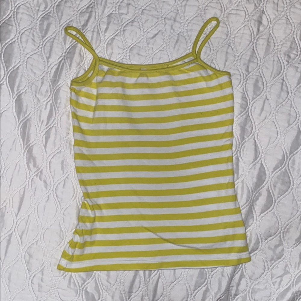Lime green and white striped tank top